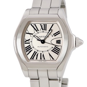 カルティエ ロードスター S LM W6206017 デイト ローマン シルバー トノウ 自動巻き