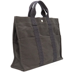 エルメス トートバッグ エールライントート MM  キャンバス グレー 鍵・カデナ欠品  中古