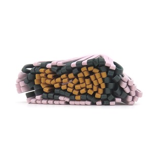 エルメス キーリング カルメン トリコロール ラムスキン ピンク 茶 緑  中古