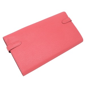 エルメス 長財布 ケリーウォレット ロング シェーブル ピンク 中古