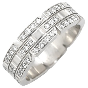 カルティエ リング 指輪 タンクフランセーズ SM フルダイヤ K18WG シルバー #54(JP14) 18K 750 ダイヤモンド  中古