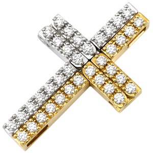 TASAKI ペンダントトップ ダイヤ クロス K18YG ゴールド コンビ 十字架 ネックレストップ  中古
