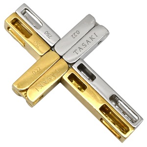 TASAKI ペンダントトップ ダイヤ クロス K18YG ゴールド コンビ 十字架 ネックレストップ  中古