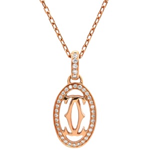 カルティエ ネックレス ロゴ ドゥーブルC K18RG ゴールド 750RG K18 18金 ダイヤ  B7219300 中古