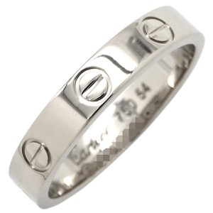 カルティエ リング 指輪 ラブリング スモールモデル K18WG シルバー #54 LOVE Ring ホワイトゴールド WG Au750 18K 18金 ミニサイズ  中古