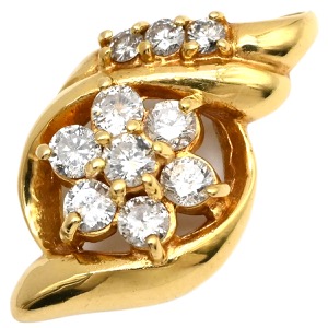 ペンダントトップ パヴェダイヤ K18YG ゴールド ネックレストップ フラワーモチーフ  中古