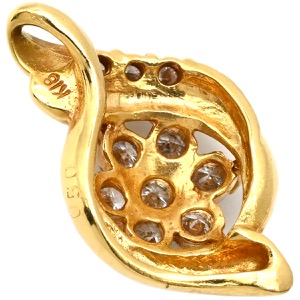 ペンダントトップ パヴェダイヤ K18YG ゴールド ネックレストップ フラワーモチーフ  中古