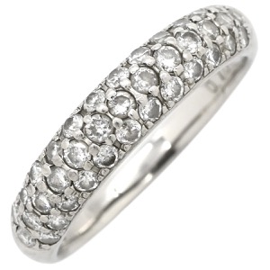 リング 指輪 パヴェリング Pt900 シルバー 3連ダイヤ  中古