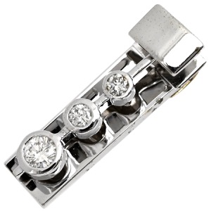 ペンダントトップ ダイヤ K18WG シルバー 3石 3連 ドロップ  中古