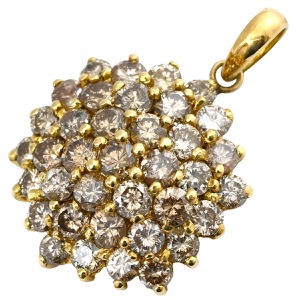 ペンダントトップ パヴェダイヤ K18YG ゴールド フラワー ネックレストップ  中古