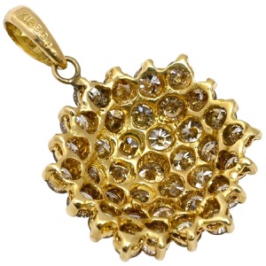ペンダントトップ パヴェダイヤ K18YG ゴールド フラワー ネックレストップ  中古