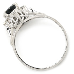 リング 指輪 ブルーサファイア ダイヤリング Pt850 シルバー 青  中古