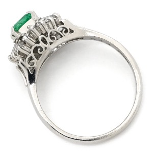 リング 指輪 エメラルド ダイヤモンド リング Pt900 シルバー グリーン 緑 スクエア  中古