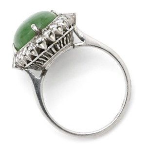 リング 指輪 ヒスイ ダイヤリング Pt900 シルバー 翡翠 グリーン  中古