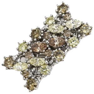 ペンダントトップ ブラウン イエロー ダイヤ K18WG シルバー ネックレストップ  中古