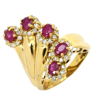 リング 指輪 ルビー ダイヤリング K18YG ゴールド Au750 18K 18金  中古