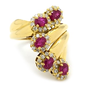 リング 指輪 ルビー ダイヤリング K18YG ゴールド Au750 18K 18金  中古