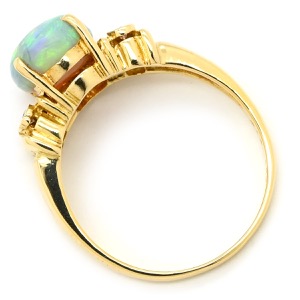 リング 指輪 オパール ダイヤリング K18YG ゴールド 中古