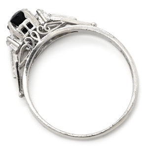 リング 指輪 ブルーサファイア ダイヤリング Pt850 シルバー 青 立爪  中古