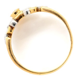 リング 指輪 ダイヤリング K18YG ゴールド Pt900 イエローゴールド プラチナ コンビ 3P 3粒 ダイヤ  中古