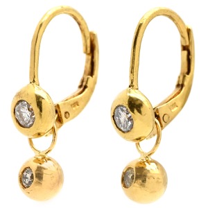 ピアス ダイヤ K18YG ゴールド Au750 18K 18金 ボールチャーム  中古