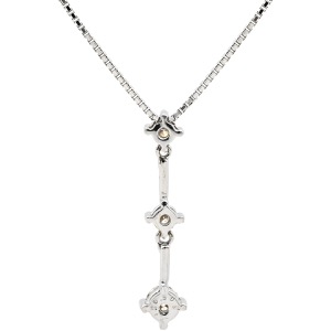 ネックレス ダイヤペンダント K18WG シルバー 3石 3連 ドロップ  中古