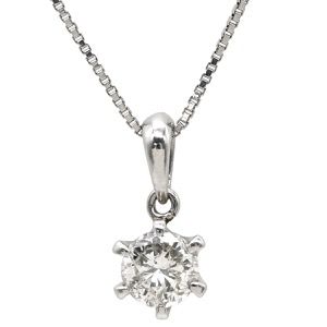 ネックレス Pt900 シルバー Pt900×Pt850 コンビ 1P 1粒 ダイヤ プラチナム ペンダント   中古