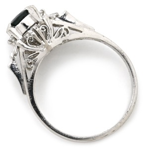 リング 指輪 ブルーサファイア ダイヤリング Pt900 シルバー 青  中古