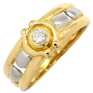 リング 指輪 ダイヤ コンビリング K18YG ゴールド 1P 1粒ダイヤ   中古