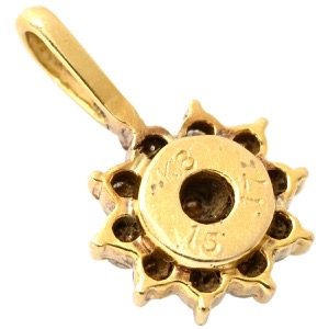 ペンダントトップ K18YG ゴールド Au750 18K 18金 ダイヤ ペンダントトップ フラワーモチーフ  中古