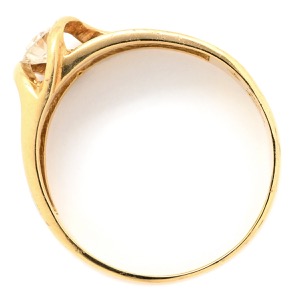 リング 指輪 ダイヤリング K18YG ゴールド Pt900 イエローゴールド プラチナ コンビ 1P 1粒ダイヤ  中古