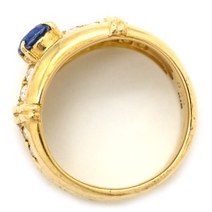 リング 指輪 ブルーサファイア ダイヤ K18YG ゴールド Au750 18K 18金 ダイヤ ジュエリー  中古