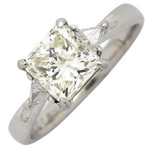 リング 指輪 ダイヤリング Pt900 シルバー スクエア ダイヤモンド プラチナ  中古