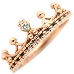 リング 指輪 ダイヤリング K10PG ゴールド 1P 1粒 王冠 PG ゴールド  中古