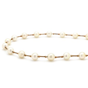 ネックレス パール ネックレス K18YG ゴールド Au750 18K 18金 あこやパール ステーション  中古