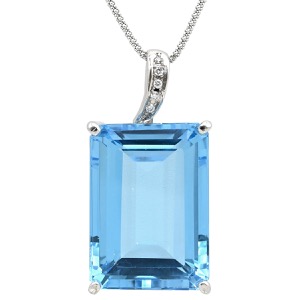 ネックレス ブルートパーズ ダイヤ K18WG シルバー 青 ブルー ネックレス ダイヤモンド 四角  中古