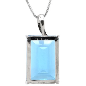 ネックレス ブルートパーズ ダイヤ K18WG シルバー 青 ブルー ネックレス ダイヤモンド 四角  中古