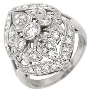 リング 指輪 ダイヤ リング Pt900 シルバー デザインリング  中古