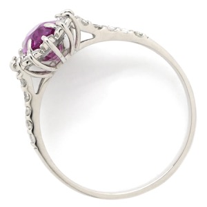 リング 指輪 サファイア ダイヤリング Pt900 シルバー 紫 ピンク 非加熱  中古