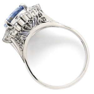 リング 指輪 ブルーサファイア ダイヤリング Pt900 シルバー 青 非加熱 PM900  中古