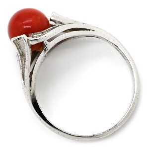 リング 指輪 珊瑚 ダイヤリング シルバー シルバー 赤 サンゴ  中古