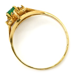 リング 指輪 エメラルド ダイヤモンド リング K18YG ゴールド グリーン 緑  中古
