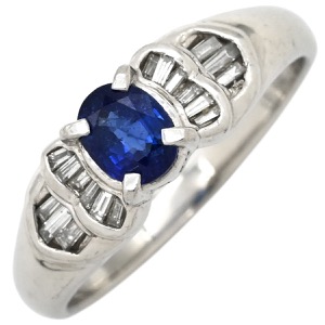 リング 指輪 ブルーサファイア ダイヤリング Pt900 シルバー 青  中古