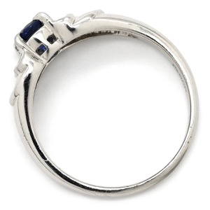 リング 指輪 ブルーサファイア ダイヤリング Pt900 シルバー 青  中古