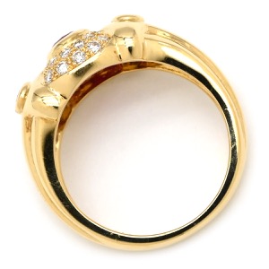 リング 指輪 ルビー ダイヤリング K18YG ゴールド レッド 赤  中古