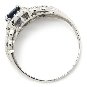 リング 指輪 ブルーサファイア ダイヤ リング Pt900 ブルー 青 プラチナム オーバル ブルー  中古