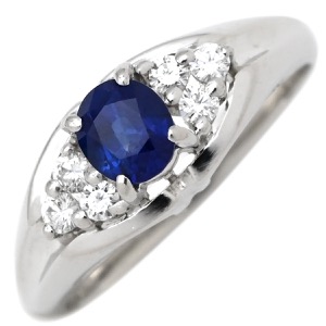 リング 指輪 ブルーサファイア ダイヤリング Pt900 シルバー 青  中古