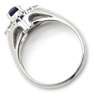 リング 指輪 ブルーサファイア ダイヤリング Pt900 シルバー 青  中古