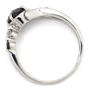 リング 指輪 ブラックダイヤリング K18WG シルバー 黒 18K 750  中古