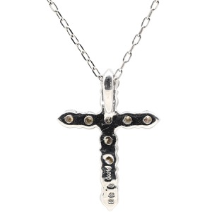 ネックレス Pt900 シルバー Pt900×Pt850 コンビ クロス ダイヤ ペンダント プラチナム パヴェダイヤ  中古